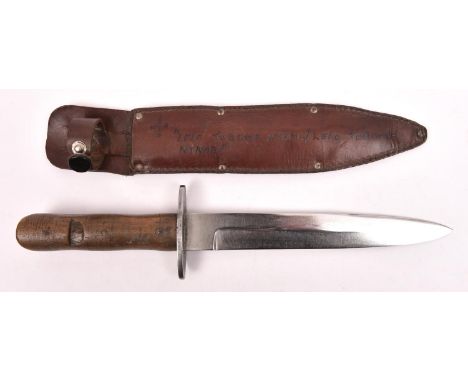 A WWI Turkish trench dagger, hilt slightly chipped, blade re-polished, incorrect sheath. GC £30-50 