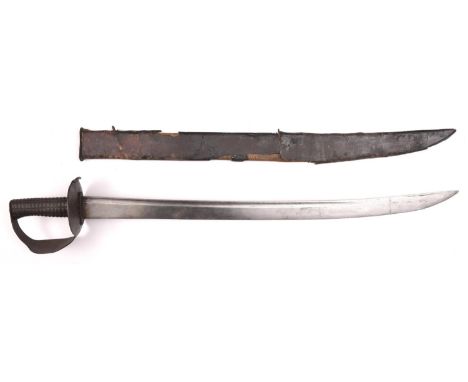 An 1804 pattern Naval cutlass, slightly curved blade 26" with narrow fullers and deeply stamped on one side with crown over "