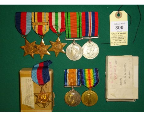 Five: 1939-45 star, Africa star with 8th Army clasp, Italy star, Defence and War (un-named as issued, with a condolence slip 