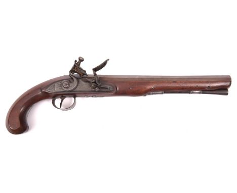 A 20 bore flintlock duelling pistol by Perry, c 1780, 15" overall, sighted octagonal barrel 10" with Tower private proofs and