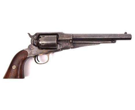 A 6 shot .44" Remington New Model Army single action percussion revolver, number 102502, with varnished walnut grips. GWO &am