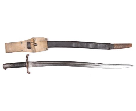 A P1856/58 sword bayonet for the Enfield rifle, the blade with various ordnance marks including dates "11/73" and "/94", the 