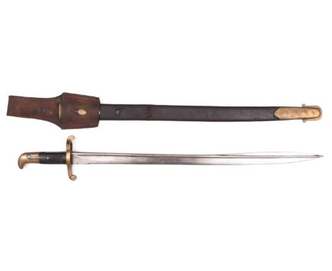 An 1855 Sappers and Miner's bayonet, pipe back blade 24", the crosspiece engraved "V Les E 1 87" (1st Lancashire Engineer Vol