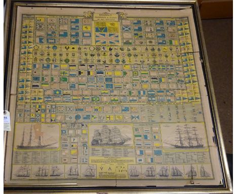 A framed chart of Browns Standards and Flags of all Nations", 29" x 29", QGC (some damage, now in several pieces, this item r