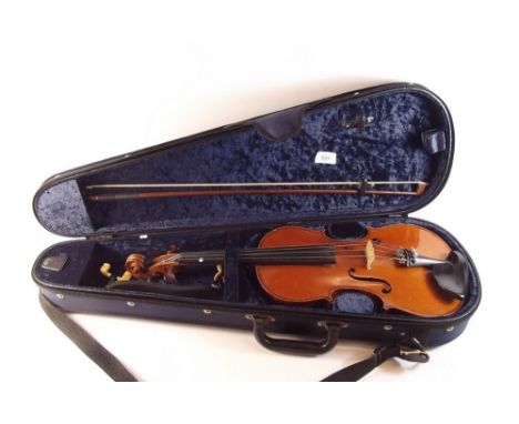 A three quarter size violin by Aubert with Erich Steiner bow