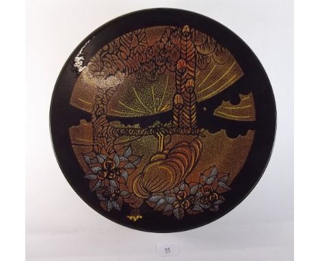 A large Poole Pottery Aegean Peacock charger - 40cm dia