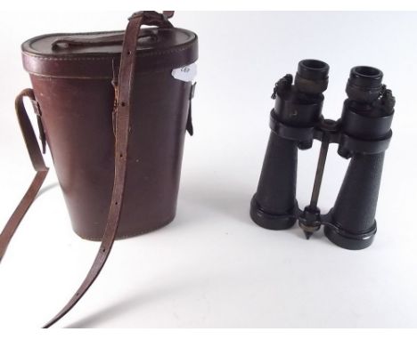 A pair of Barr and Stroud WWII Naval binoculars CF41 with MOD arrow mark No 58123, in leather case