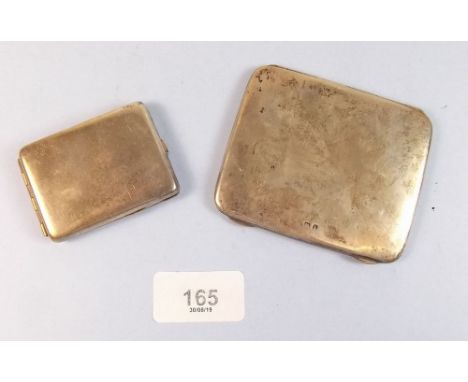 A silver card case and a silver plated cigarette case