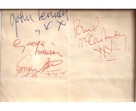 Beatles Autographs - full set on one piece of paper obtained by client on the 19th January 1963 in Whitchurch, Shropshire per