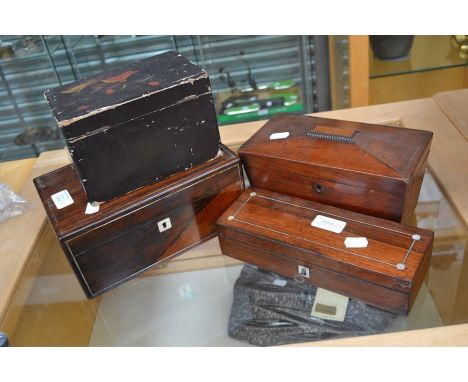 Rosewood work box A/F, mahogany tea caddy, glove box , Japanese tea caddy,