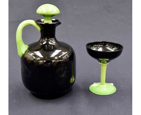 A 1930's Art Deco Orrefors glass decanter and glass