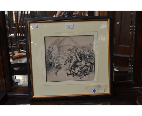Will Frank, early 20th Century, a collection of cartoon sketches in three frames circa 1930 together with JR Burgess "Sent hi