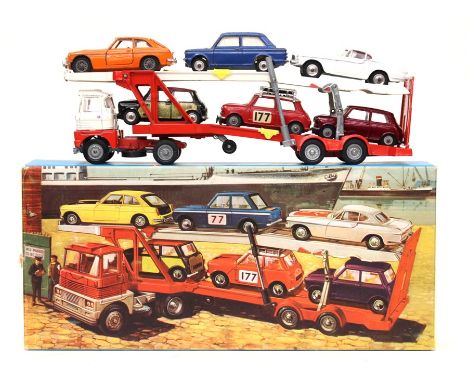 Corgi: A boxed Corgi Gift Set 41, Scammell Car Transporter with six cars, MGC in orange, The Saint Volvo, Monte Carlo Mini, W