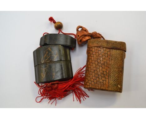 A&nbsp; Tonkotsu with a frog Netsuke and Ojime, seems to have painted decor which has faded, Netsuke is signed along with a J