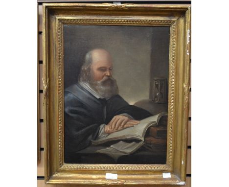 Style of Balthasar Denner, portrait of a gentleman, oil on canvas, 46 x 35 cms approx, label verso