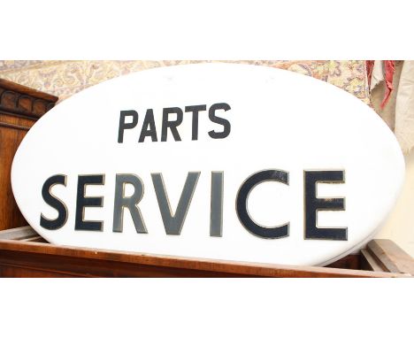 Vintage illuminated garage sign, Parts-Service, oval shaped, 38" x 20" approx, circa 1960