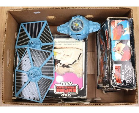 Star Wars Twin Pod Cloud Car, Kenner Canada box, Snowspeeder Palitoy box, Tie Fighter. (3)