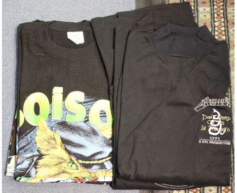 Two Poison t-shirts, light and sound crew stadium tour Summer 1992; Metallica sweatshirt Don't Tread on us in Toronto; Metall