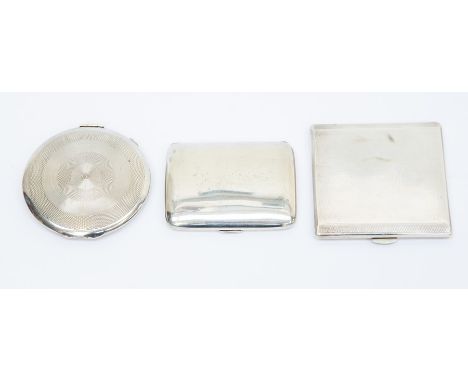 An Edwardian plain silver cigarette case; HWD &amp; Co Birmingham, 1906; a George VI engine turned cigarette case, Birmingham