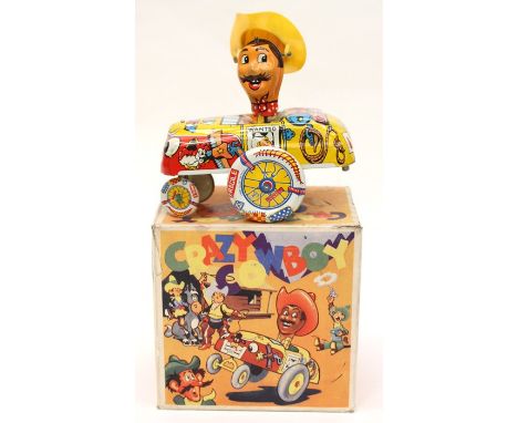 **REOFFER IN A&amp;C NOV £80-£120** Mettoy Crazy Cowboy tinplate car in original box, rare.