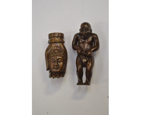 **REOFFER IN A&amp;C NOV £30-£40** A&nbsp; dark wood Japanese erotic Netsuke, the Netsuke depicts an Oriental gentleman stand