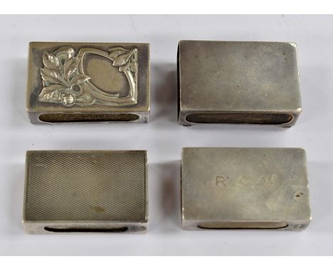 
A pair of George V sterling silver matchbox covers, engine turned decoration, script initials 'R.C.W', sponsor's mark for As