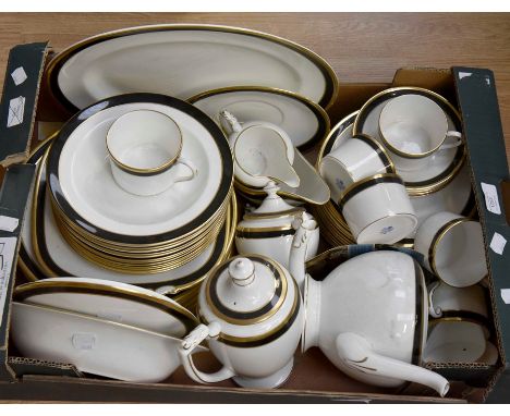 A Lynton Bone China Coalport tea service set., striped in black and gold on the rim.