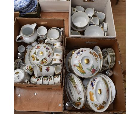 A collection of Royal Worcester Evesham pattern dinnerware, six dinner plates, side plates, tureen, cups, ramekins etc (3 box