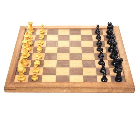 Corinthian Master Board bagatelle complete with ballerinas, push rod and original box, along with a chess set in wooden box w