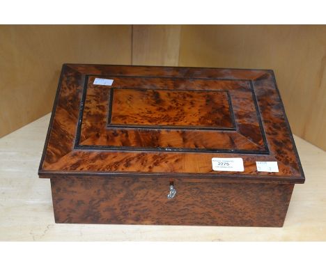 A Continental walnut three section caddy with key, 19th Century