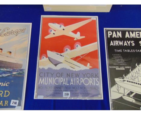 A vintage New York, Municipal airports poster, good condition, 42.5 x 30.5 cms