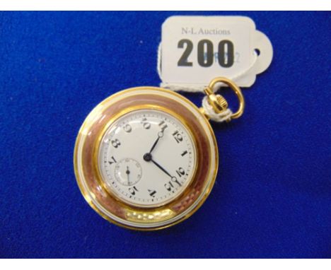 An 18ct gold Artdeco pocket watch, some damage to Pink enamel