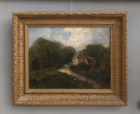 Circle of John Constable (1776-1837): Landscape oil sketch, oil on board, H 20 x W 27 cm