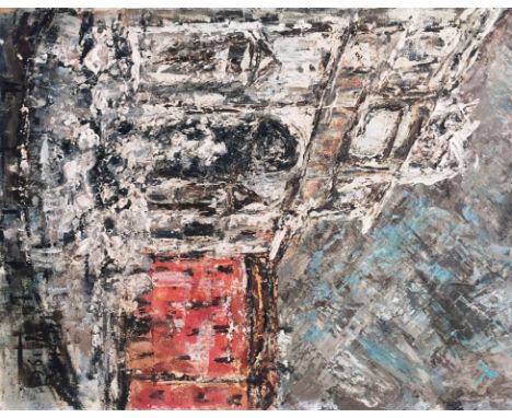 An impressionist oil on board depicting an architectural study, indistinctly signed & dated 1965, H 45 x W 35 cm, unframed