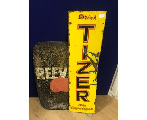An enamel 'Tizer' sign; together with an enamel 'Reeves' sign