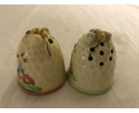 A honeybee hive cruet, after Clarice Cliff