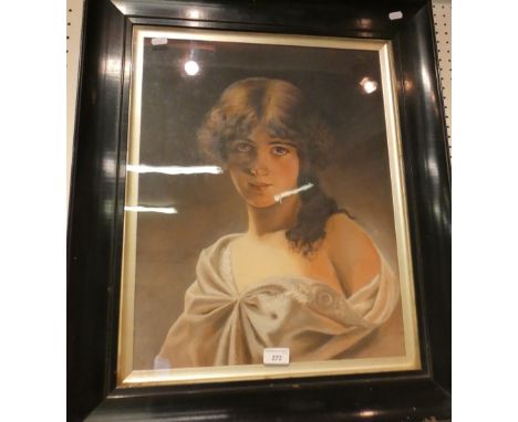 A framed oil on canvas depicting portrait of a young lady, 70cm x 60cm