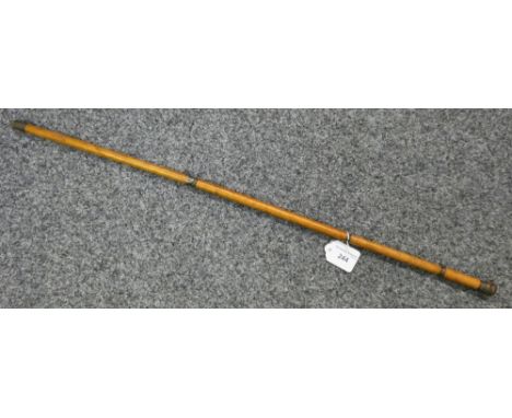 A Malacca cane novelty swagger stick/travelling writing set, composed of four threaded sections, 69cm overall