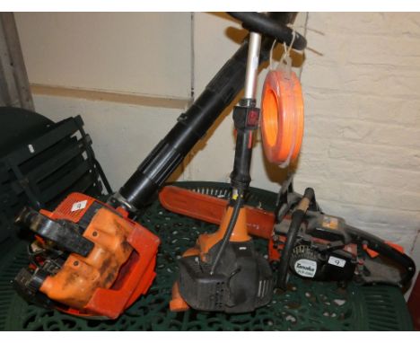 A Tanaka ECS-335 LC petrol chain saw, a Tanaka Pro Force petrol leaf blower and a Tanaka petrol strimmer (3)