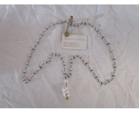 Tanzanite &amp; soft water pearl necklace