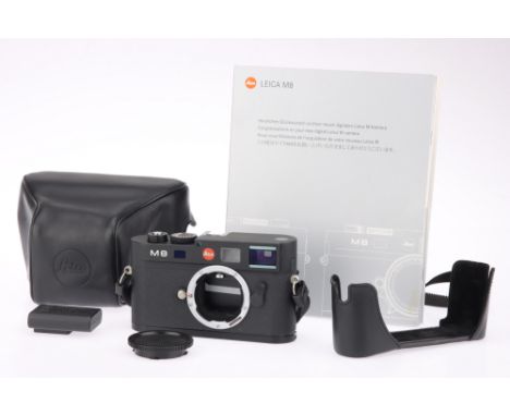A Black Leica M8 Digital Rangefinder Body 2006-2009, serial no.3201705, untested, body VG, with two Li-ion batteries, a Leica