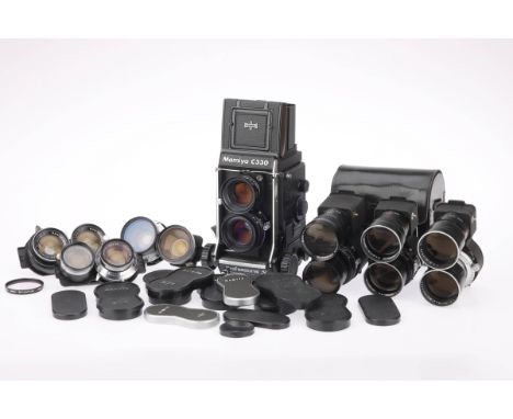 A Mamiya C330 Professional S Medium Format TLR Camera Outfit, black, serial no .W119402, with Mamiya Sekor S f/2.8 80mm, Mami
