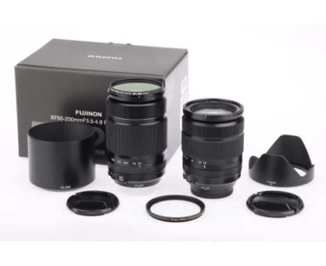 Two Fujinon Mirrorless Camera Lenses, including Fujinon Aspherical Super EBC XF R LM OIS f/3.5-4.8 55-200mm and Fujinon Asphe
