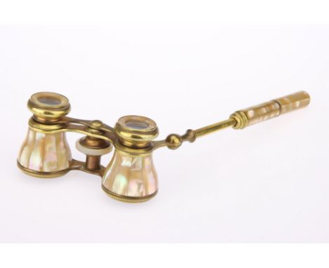 A Pair of Mother of PEarl Opera Glasses, with handle IR836542