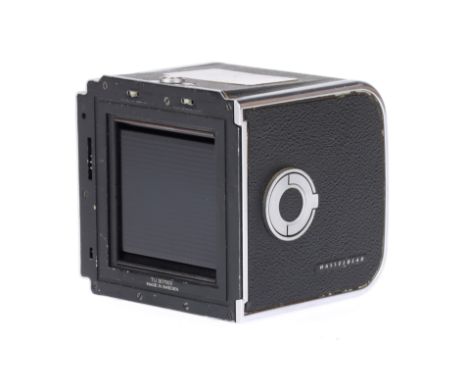 A Hasselblad A70 Medium Format Camera Film Back, chrome, serial no. TU 301163, insert serial matches, missing darkslide, no f