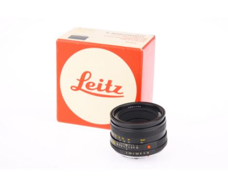 A Leitz Summicron-R f/2 50mm Lens, black, serial no. 3204764, body, VG, elements, VG, complete with maker's original box IR97