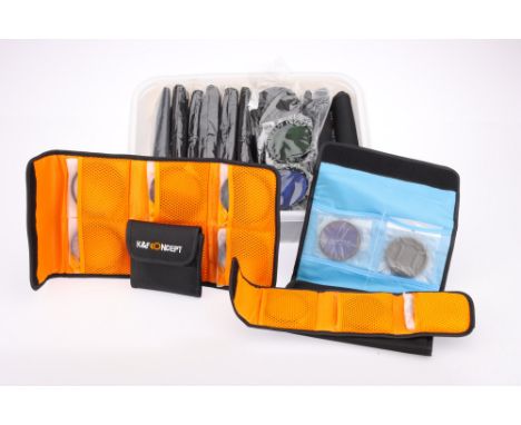 A Very Good Collection of Camera Filters, by K&amp;F Concept and others, most appear new in cases/pouches,(a lot)