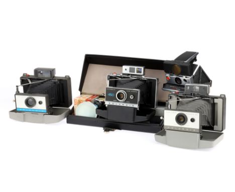 A Selection of Polaroid Land Instant Cameras, comprising a SX-70 Sonar OneStep SLR camera, an Automatic 450 rangefinder foldi