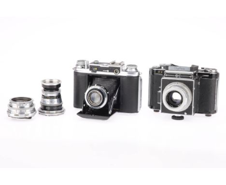 Two British 6 x 6cm Medium Format Cameras comprising an Agilux Agiflex II SLR camera with 3 lenses, an Agilux Anastigmat f/3.