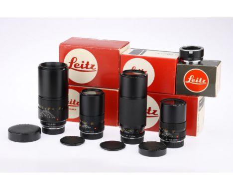 A Set of Leica R Telephoto Lenses, including Leitz Elmarit-R f/2.8 135mm, Leitz Elmar-R f/4 180mm, Leitz Telyt-R f/4 250mm le